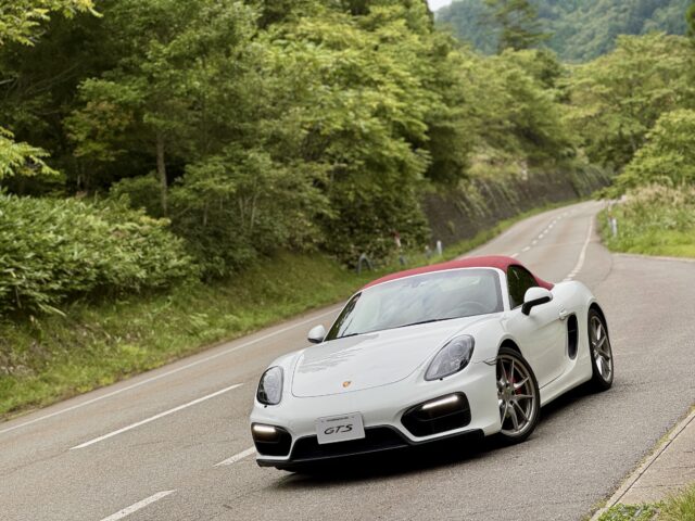 車, 道路, 木, 山, 山道, 走行中, PORSCHE, Boxster, 981