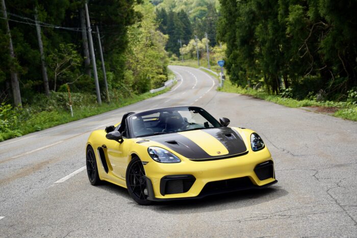 車, 道路, 森, 木, 山道, 公道, 屋外, PORSCHE, 718, Spyder, RS, 982