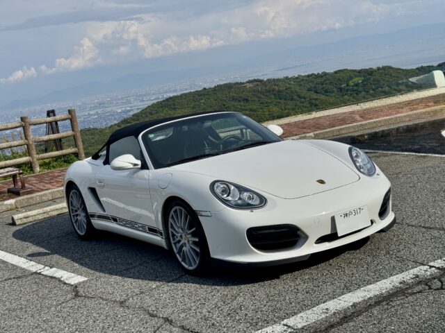 車, 山, 空, 雲, 道路, フェンス, 駐車場, 展望台, PORSCHE, Boxster, 987