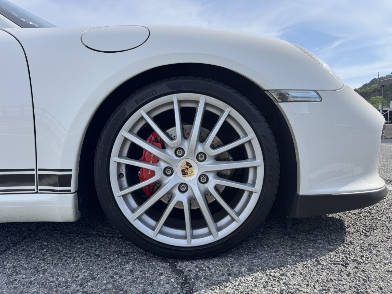 車, タイヤ, ホイール, ブレーキキャリパー, アスファルト, 駐車場, PORSCHE, 911, 997