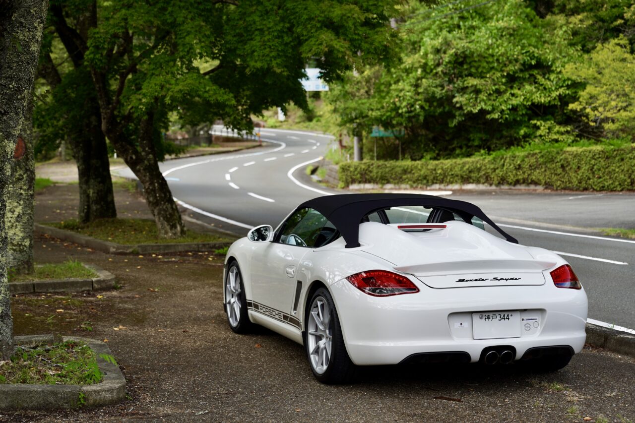 Car, Road, Trees, Forest, Roadside Parking, Suburbs, PORSCHE, Boxster, 987, Spyder