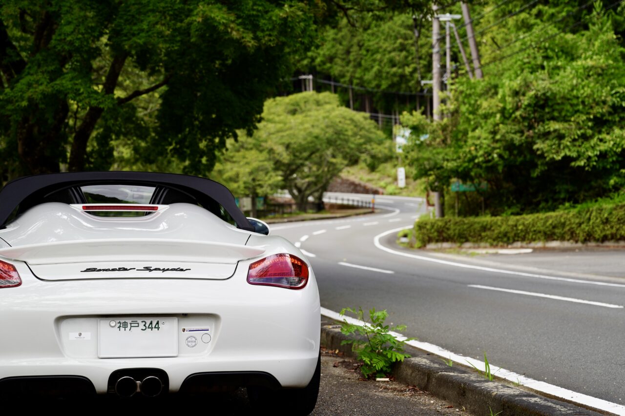 Car, Road, Trees, Nature, Roadside Parking, Suburban Road, PORSCHE, Boxster Spyder, 987